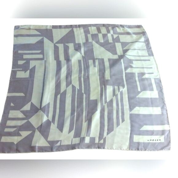 Jaeger Silk Scarf Lavender and Cream Geometric Scarf with Modern Design - Picture 1 of 12